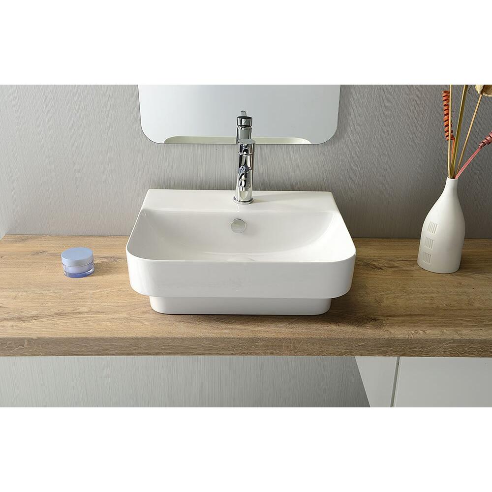 SOTT AQUA Keramik-Waschtisch zum Einbauen, 48x42cm, weiss