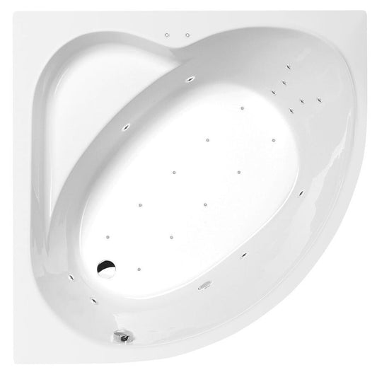 SIRIUS Whirlpool-Badewanne, 130x130x43cm, Attraction Hydro-Air, Chrom