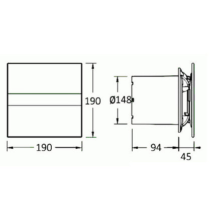 E-150 GTH Axial-Badlüfter mit Timer, 21W, Rohrleitung 150mm, weiß