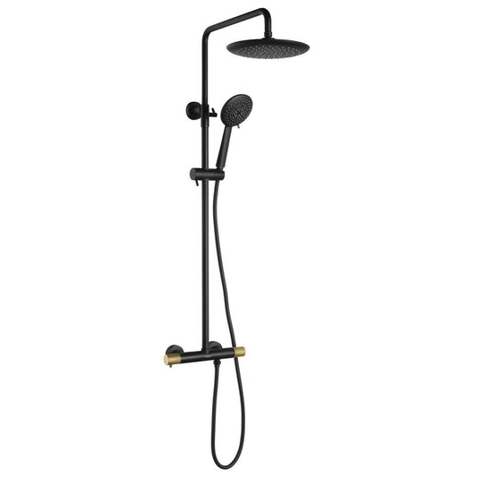 SOLARIS Duschsäule mit Thermostat-Armatur, Schwarz/Gold matt