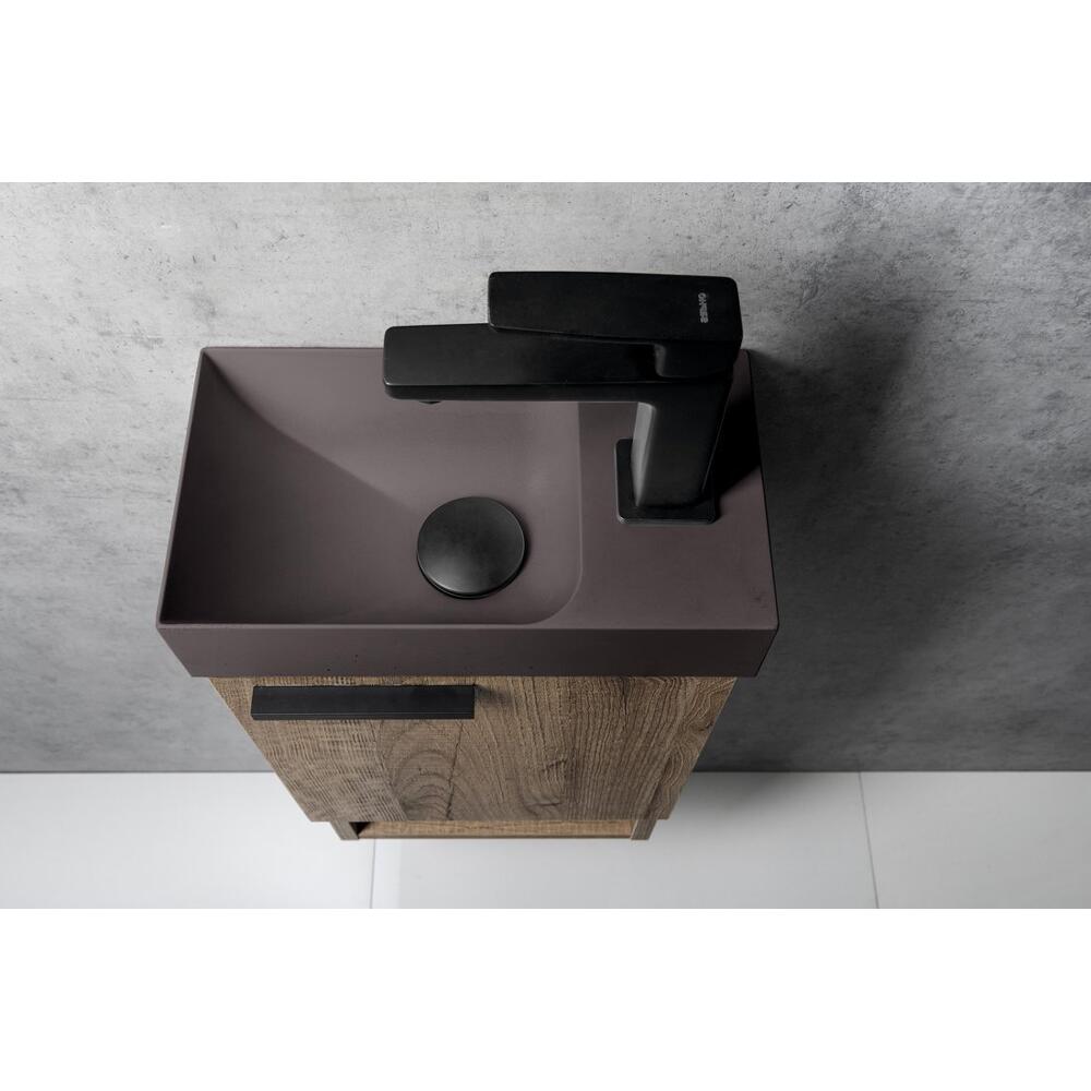 PICCOLINO Beton-Waschbecken 30,8x10x17cm, Armaturloch rechts, Dunkelbraun