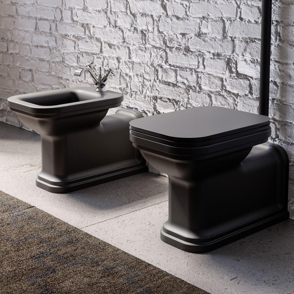 WALDORF WC Becken 37x65cm, Abgang senkrecht/waagerecht, schwarz matt