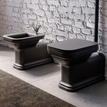 WALDORF WC Becken 37x65cm, Abgang senkrecht/waagerecht, schwarz matt