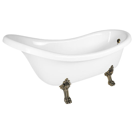 RETRO freistehende Badewanne 174,5x82x80,5cm, weiß, Füße Bronze