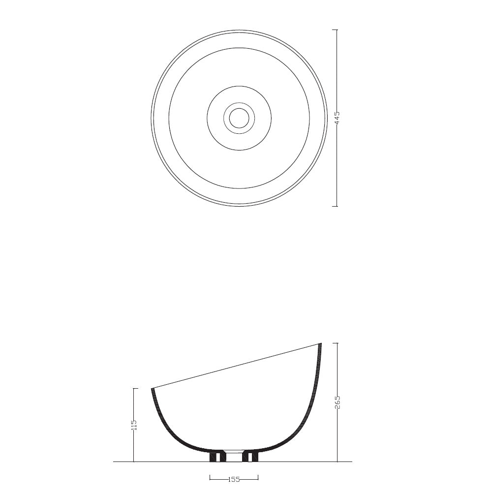 DOME OBLIQUO Keramik-Waschtisch zum Aufsetzen, Ø 44,5cm, Weiß