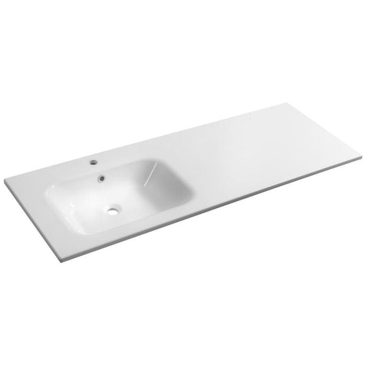 ARECA Gussmarmor-Waschtisch 141x51,5cm, links, weiß
