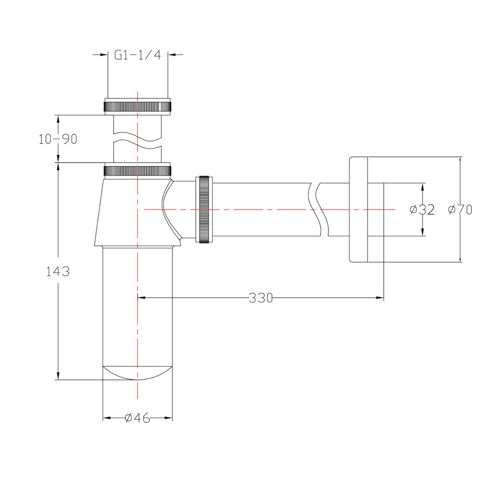 RETRO Waschtisch-Siphon 5/4", Abfluss 32mm, Dunkel bronze