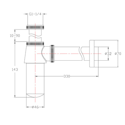 RETRO Waschtisch-Siphon 5/4", Abfluss 32mm, Dunkel bronze