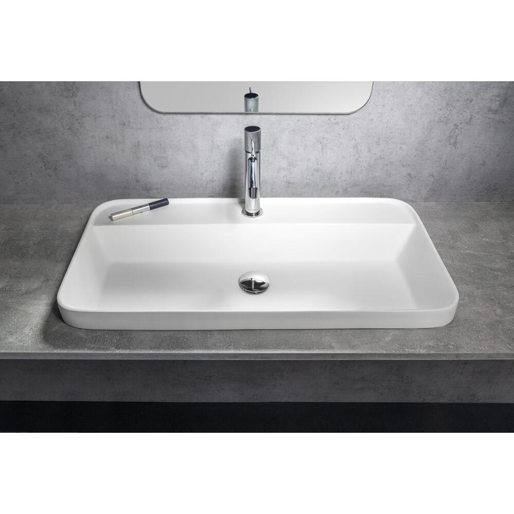 BRAHEA Einbauwaschbecken, Rockstone, 75x39 cm, Weiß matt