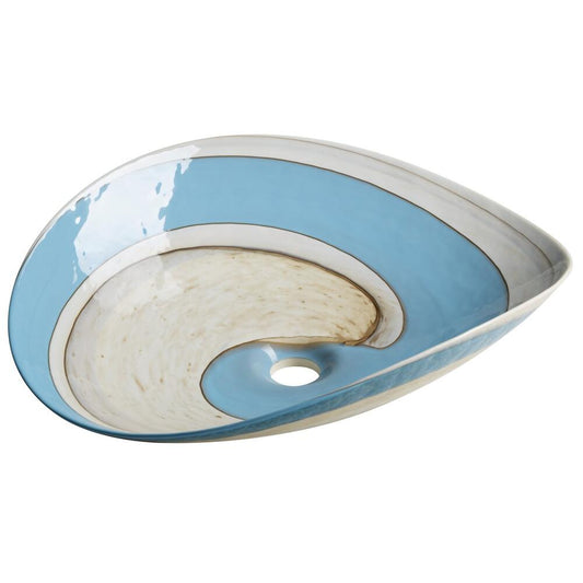 NIKA MURANO Glaswaschbecken zum Aufsetzen, 51x45cm, Oval, ivory/türkis
