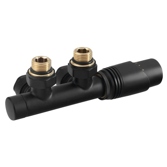WICHER Thermostat-Anschlussgarnitur für Mittelanschluss 50mm, Schwarz matt