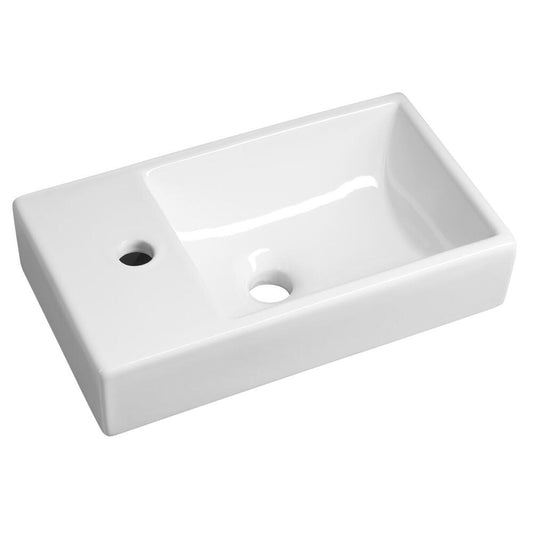 MINOS Keramik-Waschtisch 45x26cm, Wasserhahn links, weiss