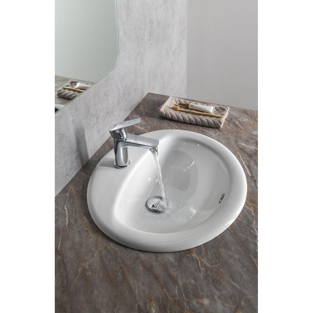 Keramik-Einbauwaschbecken 52x45cm, Weiß