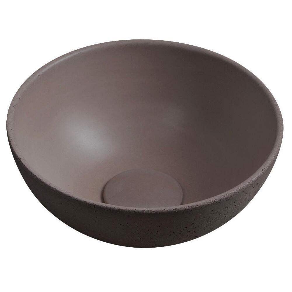 MINOR Betonwaschbecken zum Aufsetzen, Durchmesser 26cm, Dunkelbraun matt