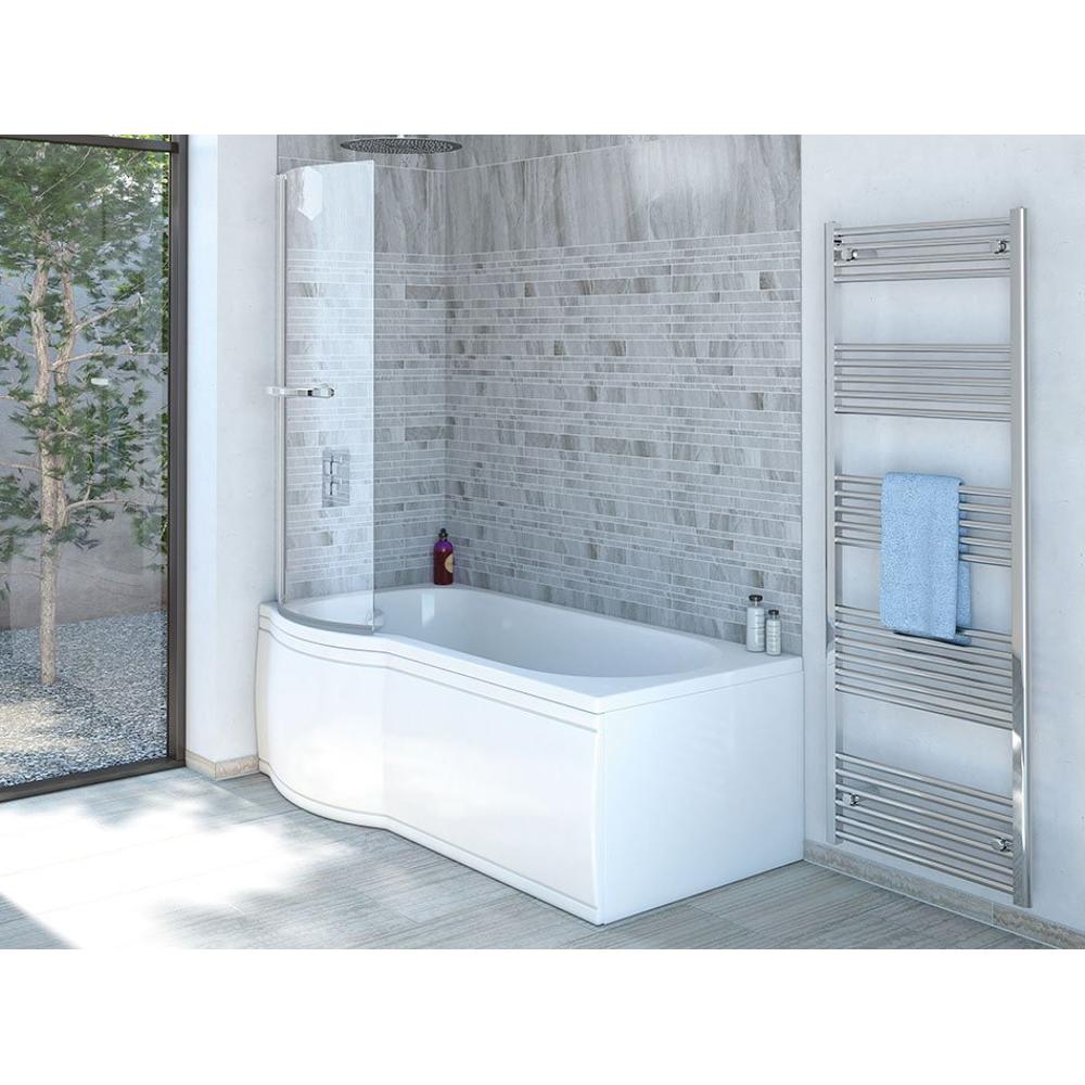 SKALI Badewanne mit Duschzone 167,5x85/75x40 cm, links, weiß