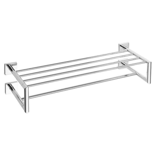 X-SQUARE Doppel-Handtuchablage mit Railing 650x155x255mm, Chrom