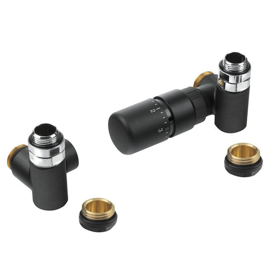 CORNER COMBI Thermostat-Anschlussgarnitur, rechts, schwarz matt