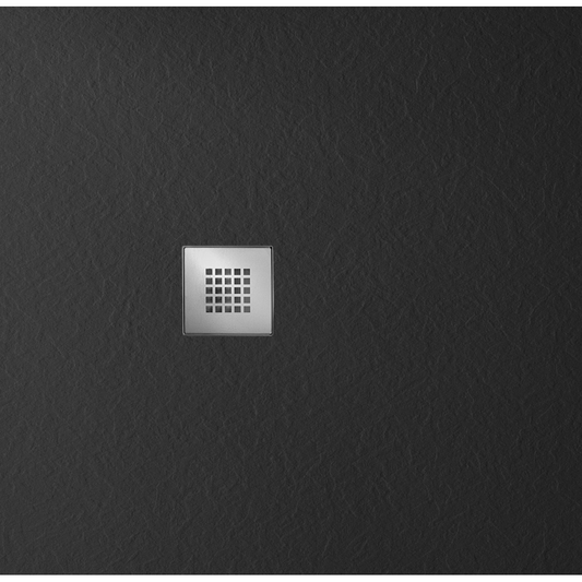 MITIA Gussmarmor-Duschwanne, Quadrat 90x90cm, schwarz matt