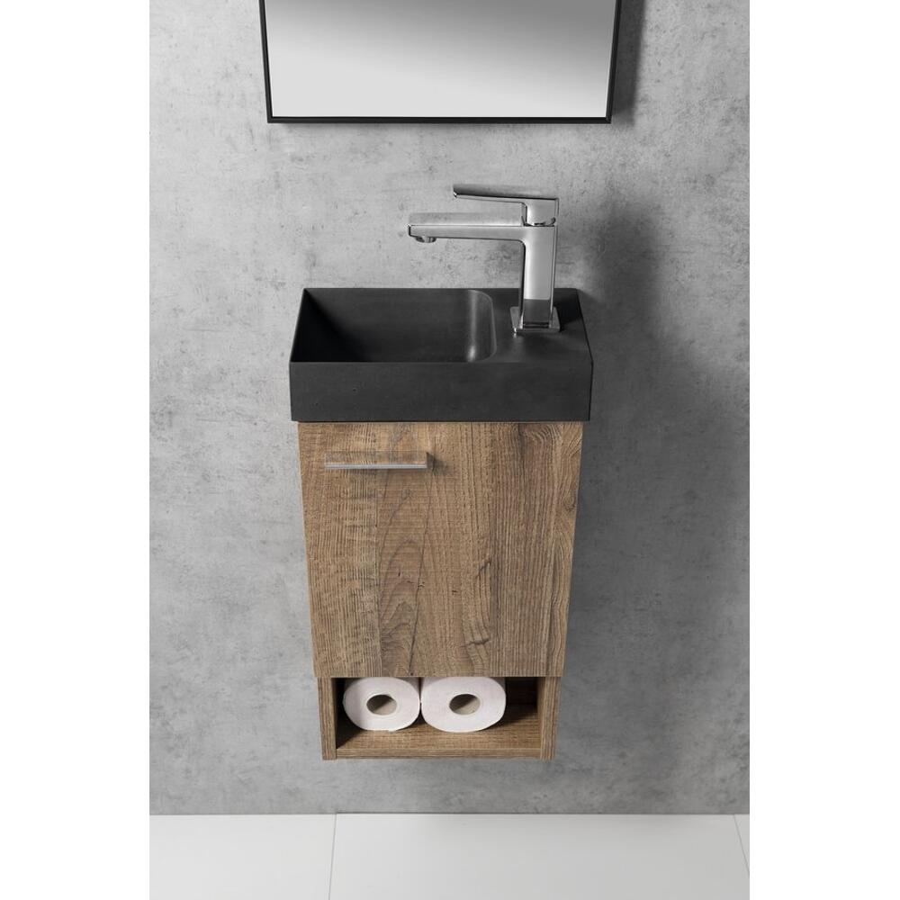 PICCOLINO Beton-Waschbecken 30,8x10x17cm, Armaturloch rechts, Anthrazit
