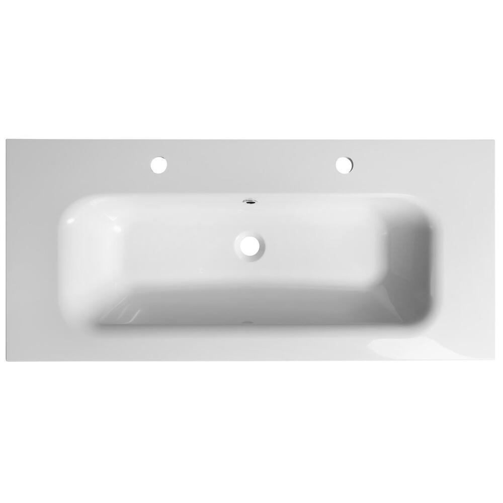 SIDRA Gussmarmor-Waschtisch 101x46cm, 2 Armaturlöcher, Weiß