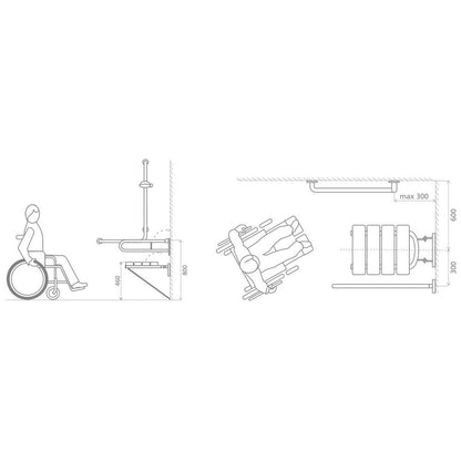 HANDICAP Klappgriff, 600mm, polierter Edelstahl