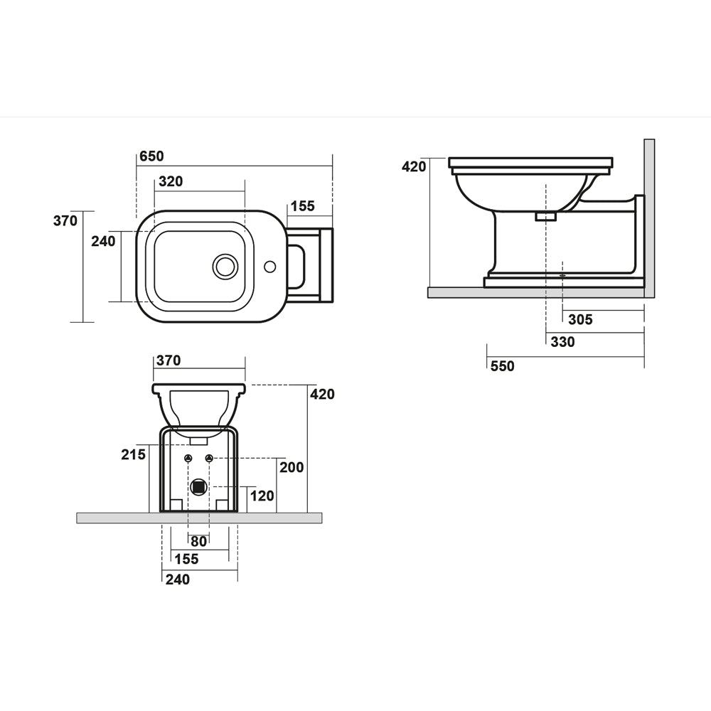 WALDORF Bidet 37x65cm, schwarz matt