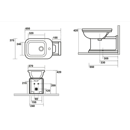 WALDORF Bidet 37x65cm, schwarz matt