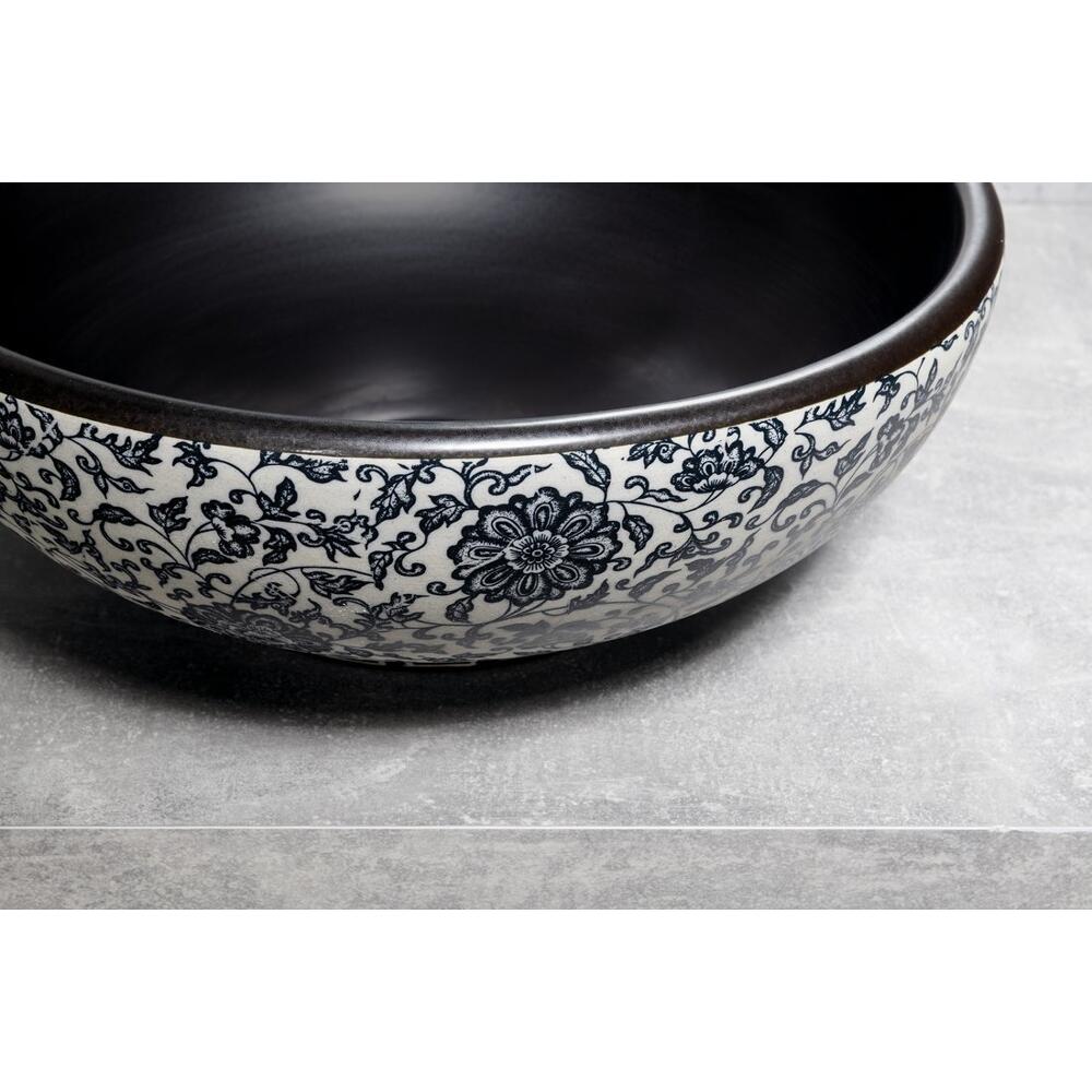 PRIORI Keramik-Waschtisch Ø 41cm, schwarz/blau