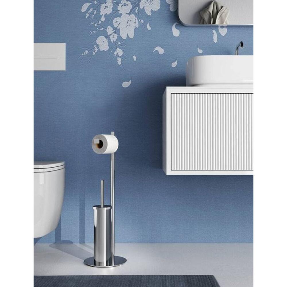 CIRCE Toilettenpapierhalter und WC-Bürste, Rund, Chrom