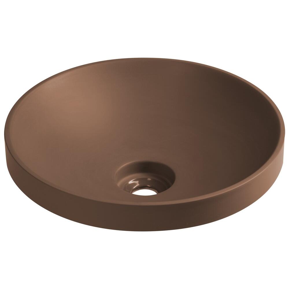 VERTO Einbauwaschtisch, Gussmarmor, Durch. 40,5cm, Braun matt