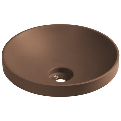 VERTO Einbauwaschtisch, Gussmarmor, Durch. 40,5cm, Braun matt