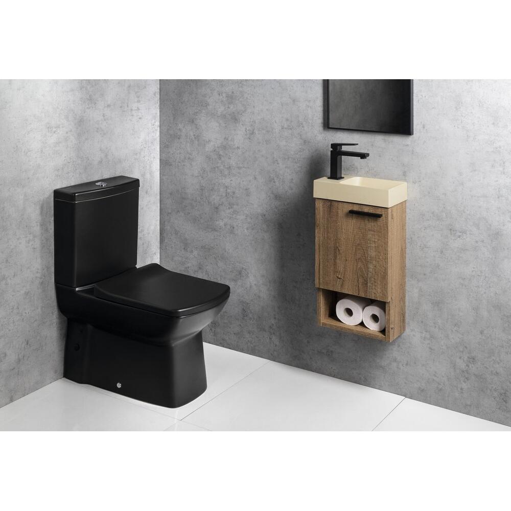 PICCOLINO Beton-Waschbecken 30,8x17cm, Wasserhahn linken, Gelb matt