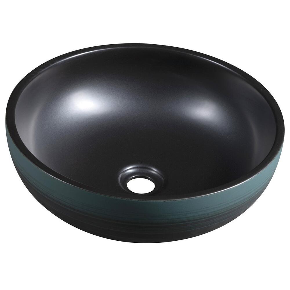 PRIORI Keramik-Waschtisch Ø 41cm, Schwarz/Grün