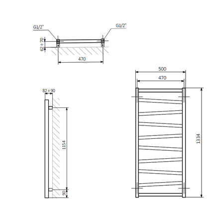 ZIG Badheizkörper 500x1334 mm, Anthrazit
