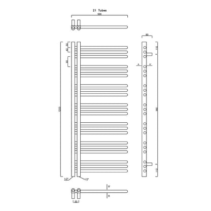 DORLION Badheizkörper 500x1200mm, Weiß