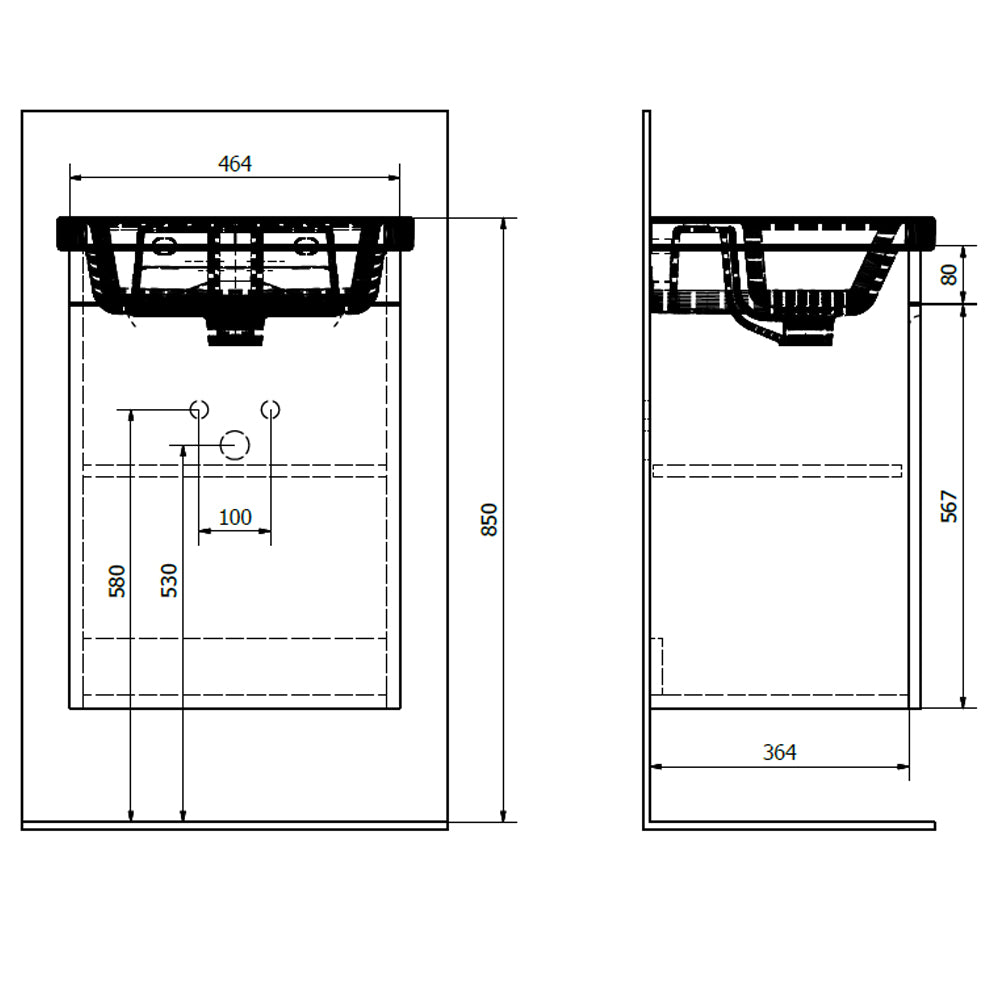 ELLA Unterschrank 46,5x65x38,5cm, 1x Tür, links, weiß