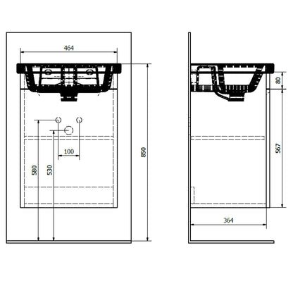 ELLA Unterschrank 46,5x65x38,5cm, 1x Tür, links, weiß