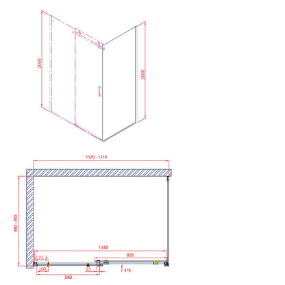 Dragon Rechteckige Duschkabine 1200x1000mm L/R Variante