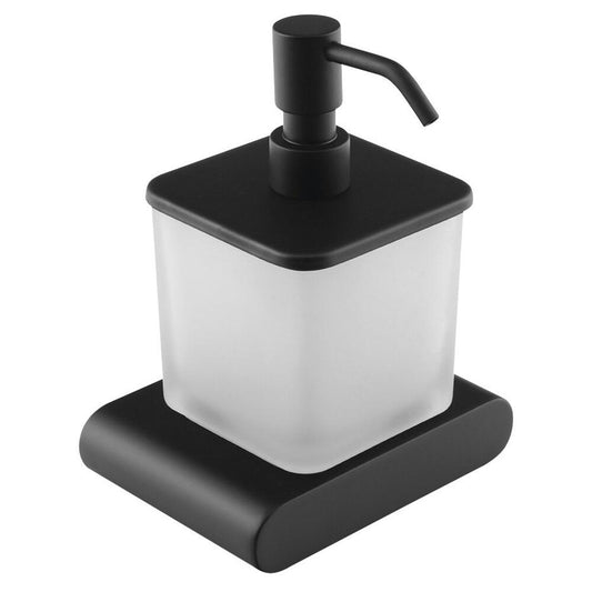 FLORI Seifenspender 300ml, Milchglas, Schwarz matt
