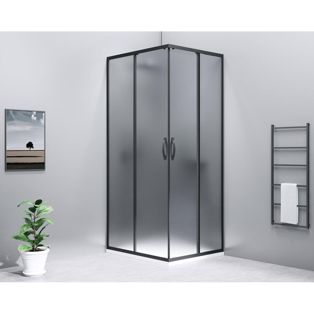 SIGMA SIMPLY BLACK Rechteck-Duschabtrennung 900x800 mm, L/R Variante, Eckeinstieg, Brick Glas