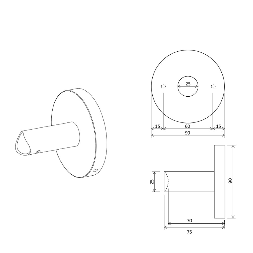 Adapter für direkten Anschluss in die Wand, Rundprofile