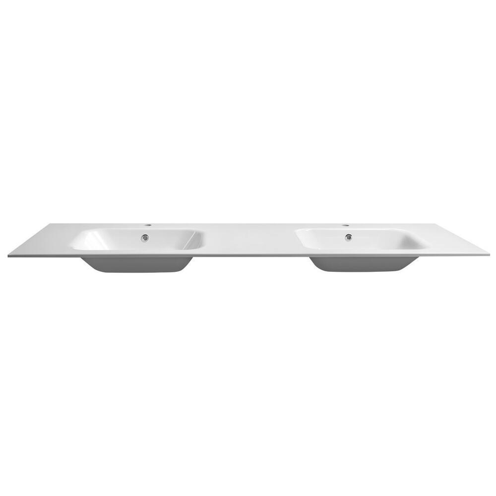 ARECA Gussmarmor-Doppelwaschtisch 181x51,5cm, weiß