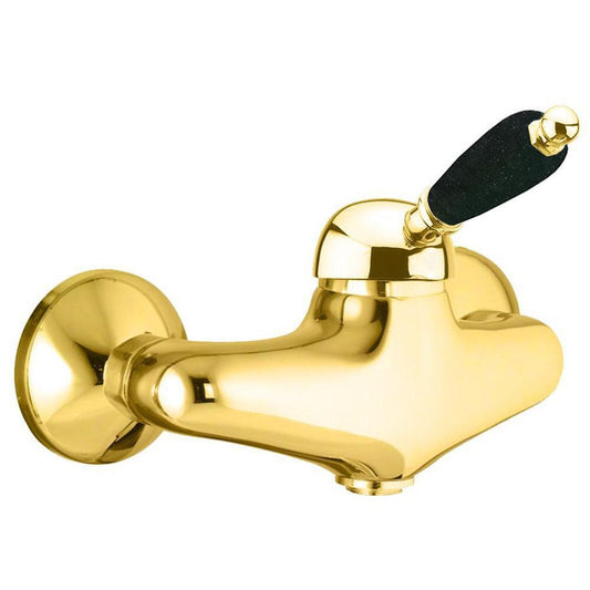 KIRKÉ BLACK Duscharmatur, schwarzer Hebel, gold