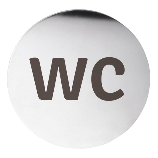 WC Türschild, Durch. 75mm, Edelstahl matt