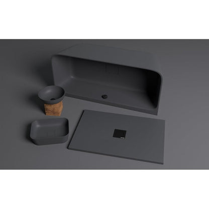 FLEXIA Gussmarmor-Duschwanne 130x90cm, Anthrazit matt