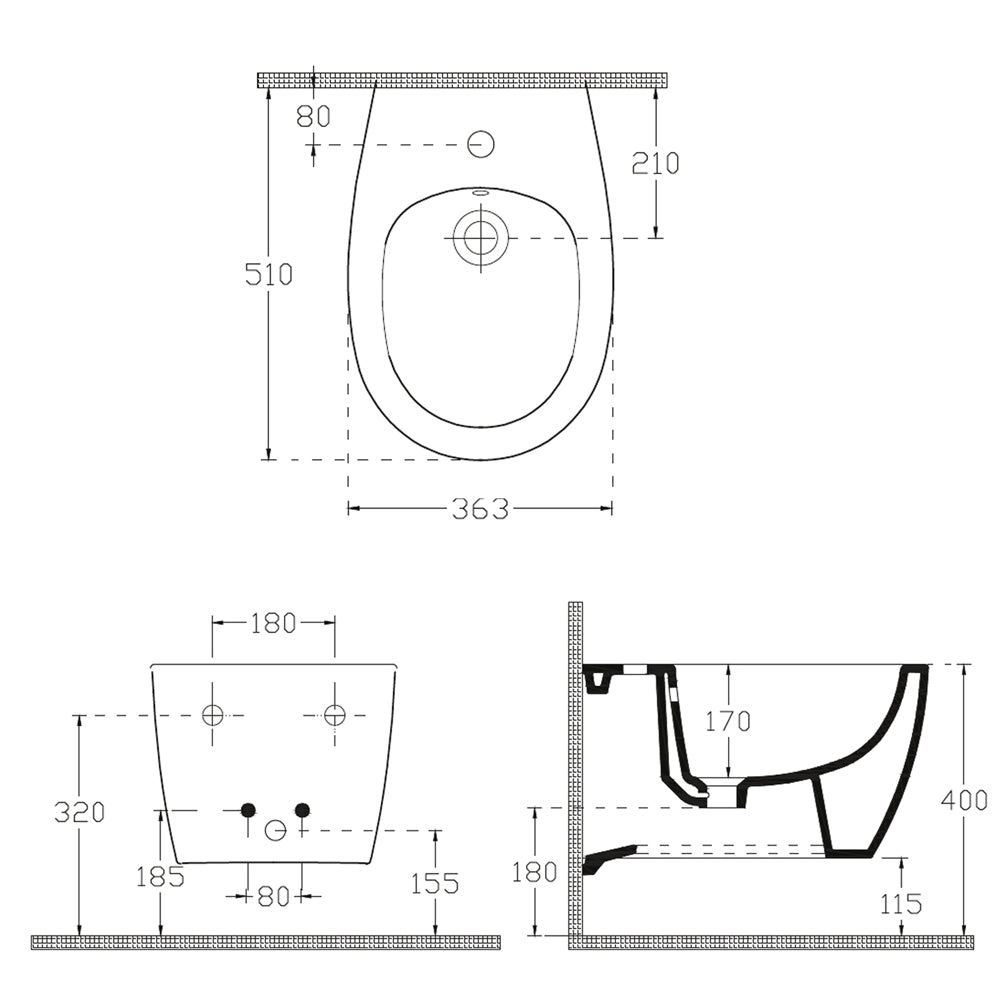 SENTIMENTI Hänge-Bidet 36x51 cm
