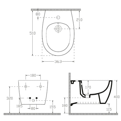 SENTIMENTI Hänge-Bidet 36x51 cm