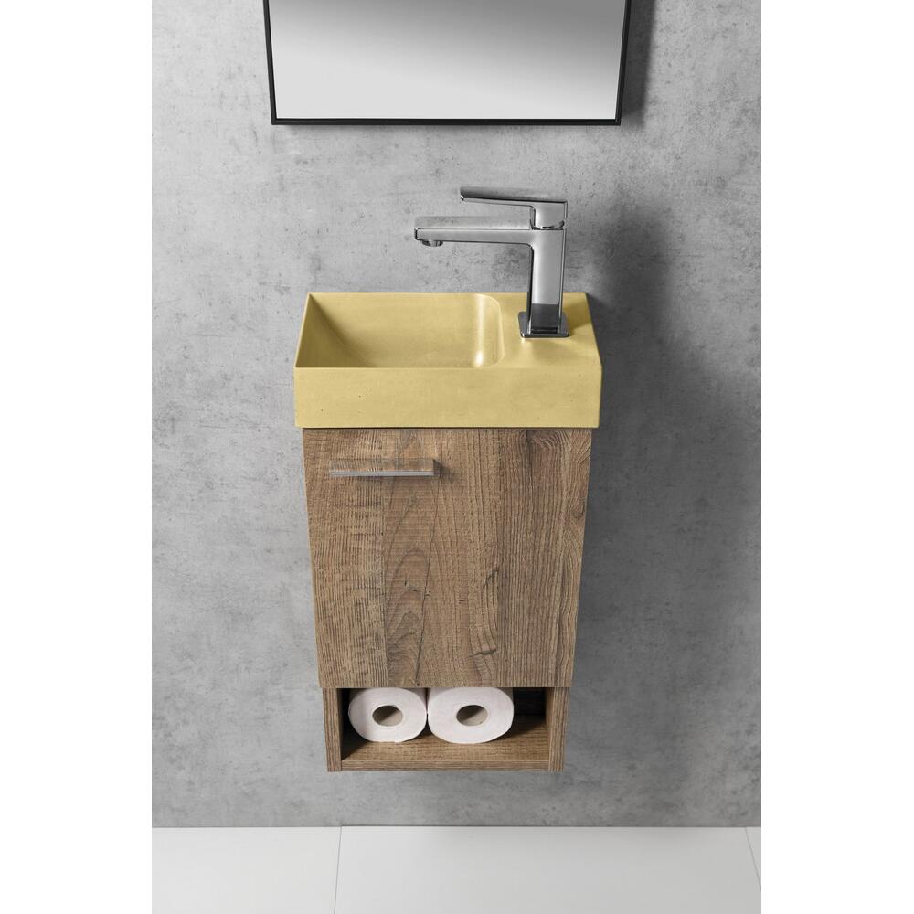 PICCOLINO Beton-Waschbecken 30,8x10x17cm, Armaturloch rechts, Gelb