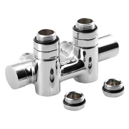 TWIN COMBI Anschluss-Set Ventile für Mittelanschluss, Rechts, Chrom