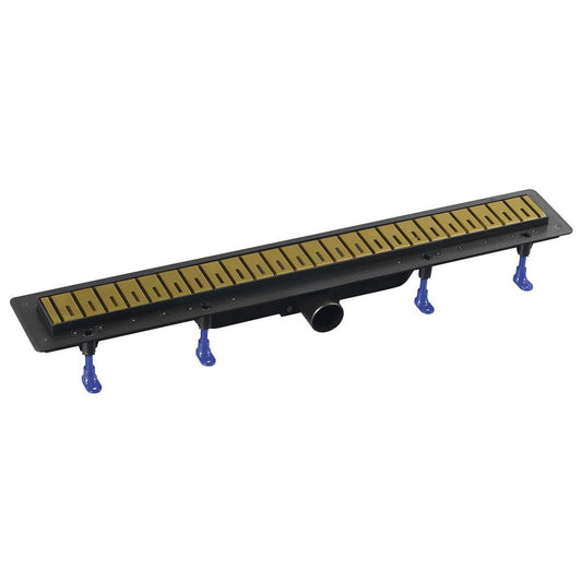 KLAVER Bodenrinne mit Rost aus Edelstahl, L-810, DN50, Gold matt